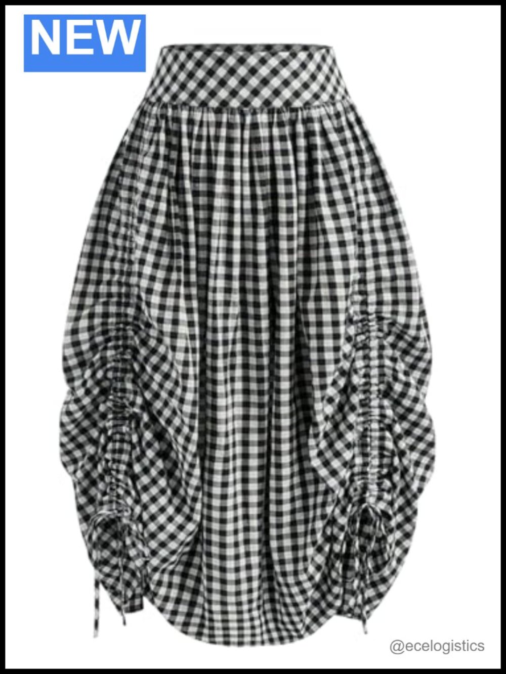 Plaid Drawstring High Waisted A-Line Maxi Skirt Y2K Cute Outfit